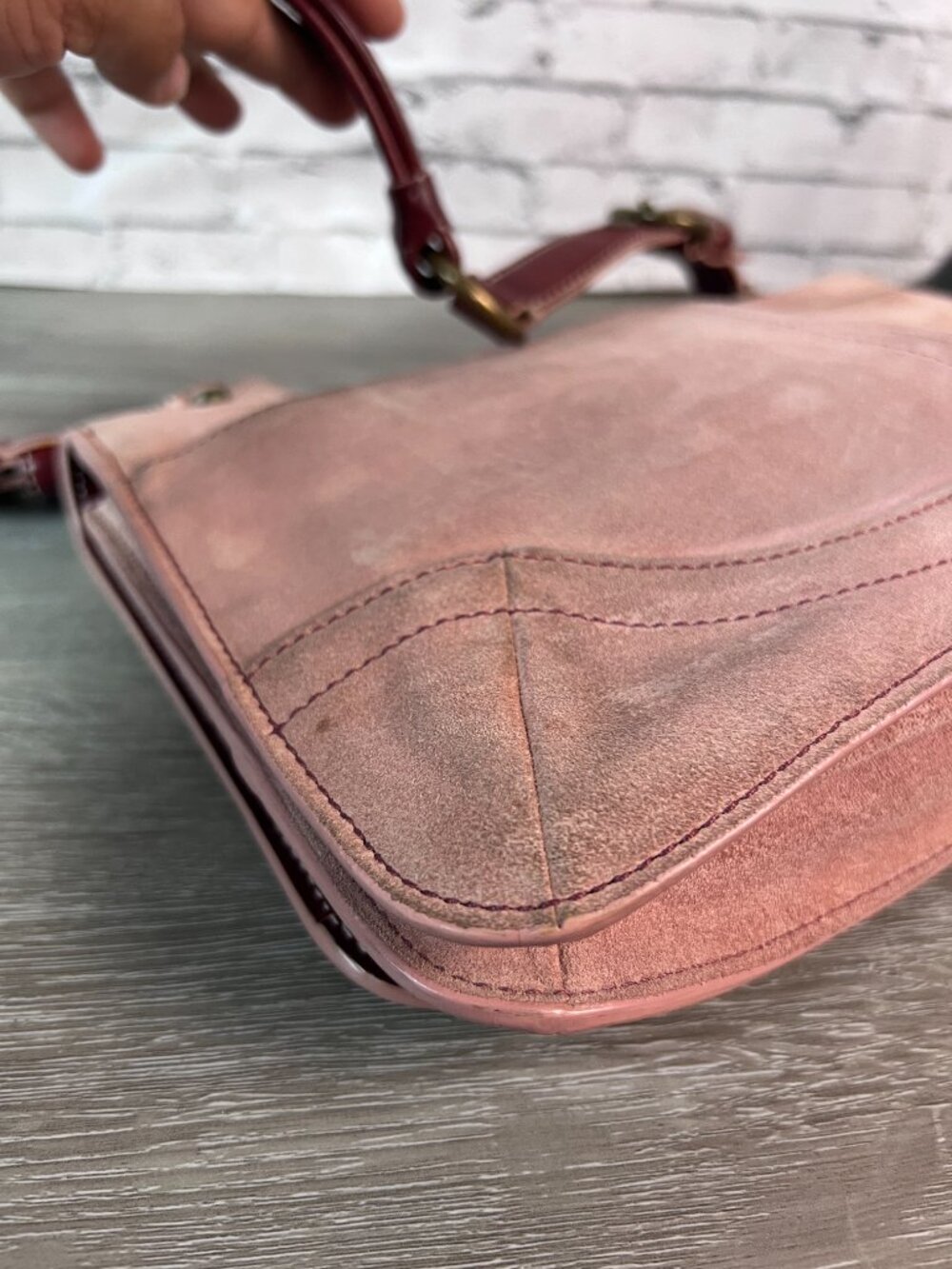 rare Coach 9664 Soho Shoulder Flap Pink Suede Leather Bag Vintage Y2K - Picture 6 of 9